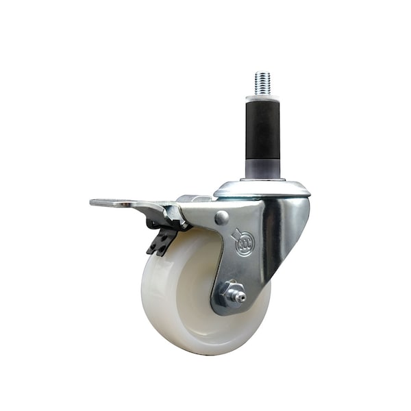 Service Caster 3'' SS Nylon Swivel 1-1/8'' Expand Stem Caster Total Lock Brake SCC-SSEXTTL20S314-NYS-118 - main
